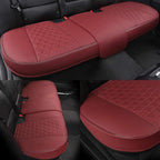Black Panther Luxury PU Leather Rear Car Seat Cover Adjustable Length (49-55'') Back Seat Protector Fits 90% Vehicles (Sedan SUV Truck), for Seat Bottom Only,Triangle Quilting Design,Burgundy