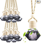 15 Pack Black Glass Car Hanging Bottles Empty Car Air Freshener Diffuser Bottle Essential Oil Fragrance Perfume Pendant Bottles Auto Ornaments Decor (Diamond)