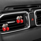 2 Pcs Cherry Car Air Vent Freshener Perfume Clip Cherry Shaped Crystal Air-Freshener Vent Clips Rhinestone Car Air-Outlet Fragrance Perfume Clips-Fresheners for Women Girls