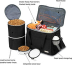 BAGLHER Dog Travel Bag Backpack Pet Supplies Backpack Pet Accessories Storage Bag 5-Piece Set With Shoulder Strap 2 Lined Pet Food Containers 4 Foldable Feeding Bowls Essential Kit for Pet travel