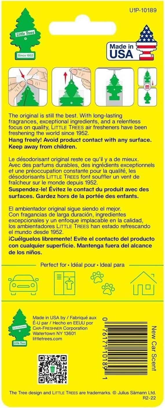 LITTLE TREES Car Air Freshener | Hanging Paper Tree for Home or Car | New Car Scent | 2 Pack