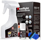 Headlight Restoration Kit with Ceramic Coating – Headlight Lens Cleaner to Remove Yellowing, Haze & Oxidation, Restore Headlight Clarity, Improve Night Visibility, Long-Lasting Protection-180ml