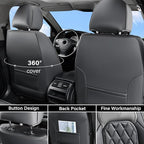 Coverado Car Seat Covers Front Seats, Waterproof Seat Covers, Faux Leather Car Seat Covers 2 Pack, Universal Car Seat Protector Front Seat Cover Fit for Most Cars Trucks SUV- Gray&Black