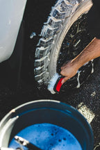 Detail Factory - ProGrip XL Tire Brush - Ergonomic ProGrip Handle - Stiff Synthetic Bristles to Cut Through Grime - Red and Black