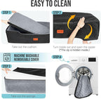 Large Dog Car Seat Under 100 lbs, Washable Dog Car Bed for 2 Medium Dogs, Detachable Pet Booster Seat with Storage Pocket and Seat Belt for Back Seat Dog Travel Bed