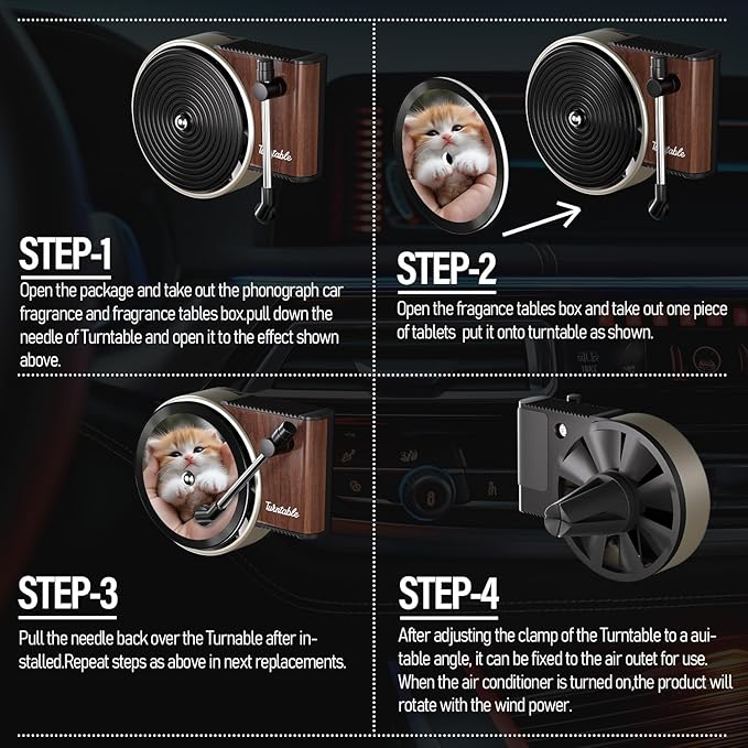 Customized Photo Car Air Freshener, Double-Sided Record Player Design, Unique Turntable Vinyl Shape,Meaning Gifts for Dad, Mom, Friends, Colleagues（6pcs） (Black B)