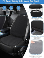 Breathable Car Front Seat Cover Sets Protector Pad Gel Seat Cushion with Non-Slip Bottom for Automotive Chair Wheelchair Golf Cart Drivers Office Home Long Sitting Use Summer Winter Black 1 PACK