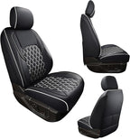 Huidasource Tacoma Front Car Seat Covers, Leather Seat Cushion Cover Fit for 3rd Gen Toyota Tacoma 2016-2023 Double&Crew Cab SR,SR5, Limited,TRD Pro, TRD Sport, TRD Off-Road(Front Pair/Black&White)