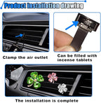 3PCS Bling Four Leaf Clover Car Dashboard Air Vent Trim Clips, Crystal Rhinestone Auto Air Fresheners Outlet Clips, Cute Car Interior AC Decoration Accessories for Women (Big Green/Small White & Pink)