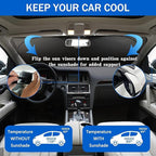 Car Windshield Sun Shade, Funny Eyes Sun Visor, Wear-Resistant Black Tape, Foldable 160x86cm/63x33.86inch