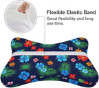 Office Neck Pillow, Compatible with Hawaiian Colorful Hibiscus Flowers Tropical Palm Tree Leaves Head Chin Supporting Cushion for Sleeping, Nap, Rest, Memory Foam Airplane Pillow Car Pillow