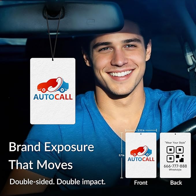 10-1000 Pcs Custom Air Fresheners with Picture - Personalized Photo/Logo/QR Code/Text, Bulk Promotional Car Gifts for Business Branding Events (A5-Rectangle)