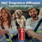 Car Air Freshener - Smart Adjustable 3-Speed Intensity, Rechargeable Humidifier Car Essential Oil Diffuser - Comes with 8 Bottles of 10ml Perfume (Red)