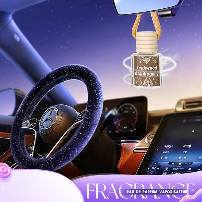 Car Air Freshener Diffuser, Hanging Car Scents Air Freshener, Car Fresheners Long Lasting, Essential Oil Diffuser, Teakwood & Mahogany Fragrance Oil, 2pcs