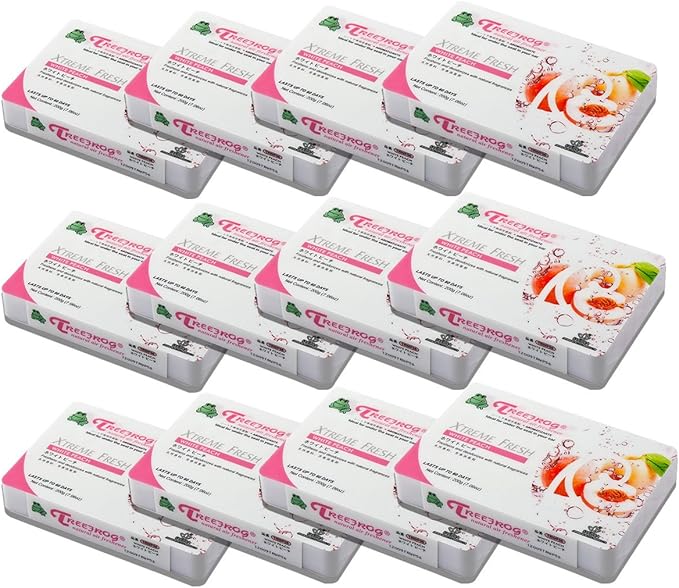 Auto Dynasty TreeFrog Xtreme Fresh Under-The-Car Natural Air Freshener - White Peach Scented (Pack of 12)