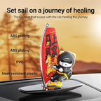 Car Air FreshenerThe Little Bear sways with the car Refillable Air Purifier for Interior Dashboard Decorations Accessories (The banner of getting rich quick-Black)