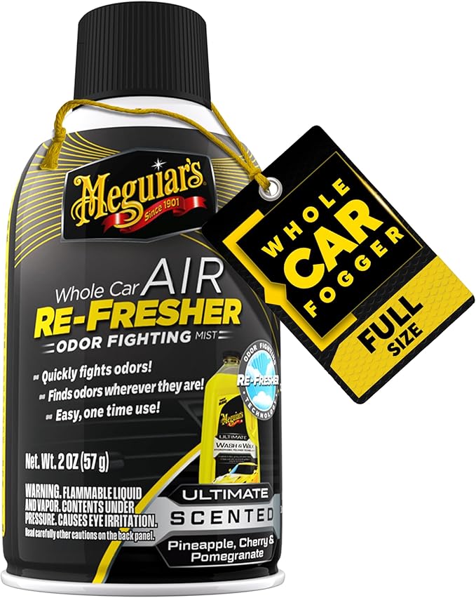 Meguiar’s Car Air Refresher Odor Fighting Mist,Ultimate, Long-Lasting Car Air Freshener Fights Strong and Unwanted Vehicle Smells while Refreshing Interiors with a Refreshing Scent, 2 oz Aerosol