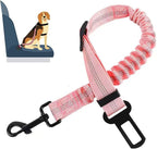Dog Seat Belt for Car Adjustable Dog Safety Belt Leash 2 in 1 Latch Bar Attachment Dog Car Seatbelt with Elastic Nylon Bungee Buffer, Reflective Nylon Belt Tether Connect to Dog Harness 19-32in(Pink)