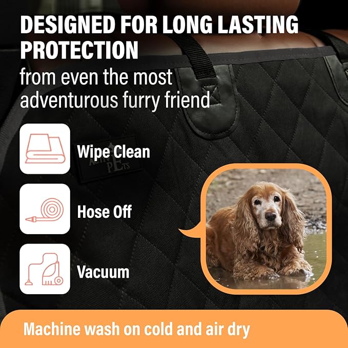 Active Pets Blue Standard Dog Car Hammock Back Seat Cover, Waterproof Backseat Cover Protector for Truck Bench Rear of Sedans or SUVs, Essential Pet Supplies Vacuum or Wipe Clean, Machine Washable