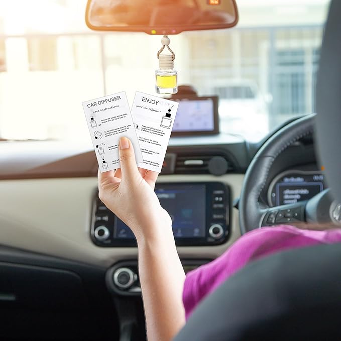 200 Sets Car Diffuser Bottles Empty Bulk Hanging Car Air Freshener Diffuser Bottles Glass Perfume Holder with Instruction Cards for Essential Oil Wedding Bridal Birthday Gifts (Classic)