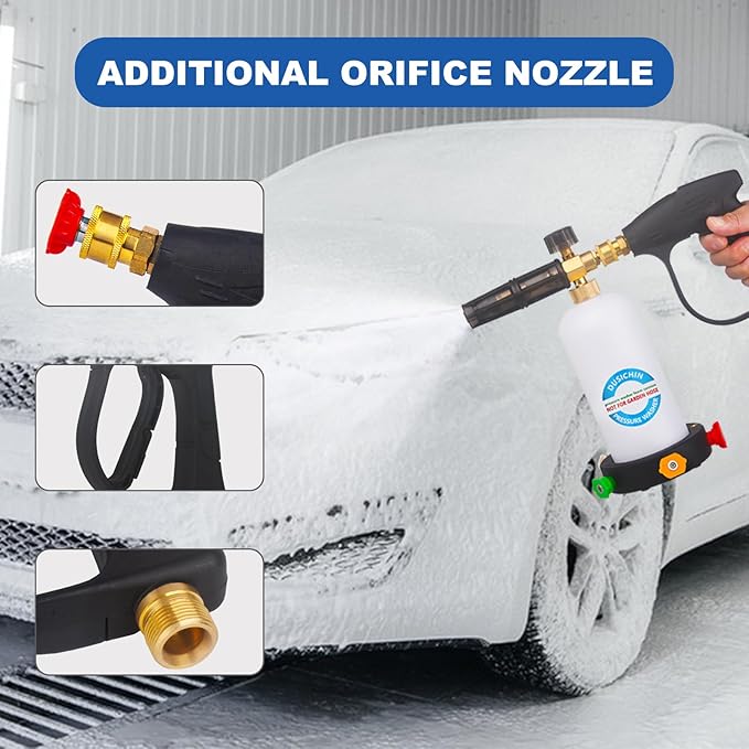 DUSICHIN DUS-018 Foam Cannon Lance Pressure Washer Nozzle Tip Spray Gun 3000 PSI Jet Wash Car Detailing