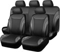 CAR PASS Premium Carbon Fiber Leather Car Seat Covers Full Set,Airbag Compatible,5mm Composite Sponge Inside,Sporty Universal Fit for SUV,Van,Sedan,Truck (Full Set,Black)