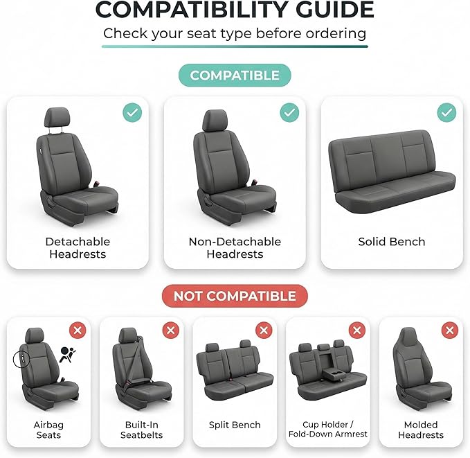 FH Group Automotive Full Car Seat Covers for SUV, Trucks, Sedan and More - Universal Fit Front High Back & Rear Solid Bench Design Interior Accessories - 3D Air Mesh Fabric Center Panel - Gray