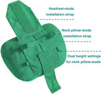 2PCS Car Pillow for Car Neck Pillow for Driving Seat Neck Support Soft Cushion Back Support Head-Rests for Vehicle Sleeping with Elastic Adjustment Strap (Green, Head and Lumbar)