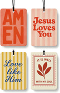 Christian Car Air Freshener 4 Pcs Coconut Scented, Inspirational Christian Car Accessories Mirror Decor for Women, Religious Bible Verse Hanging Air Freshener for Cars Closet Drawer Books