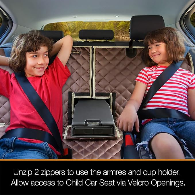 iBuddy Car Seat Cover Waterproof Back Seat Cover for Kids and Dogs Without Smell Heavy Duty and Nonslip Rear Seat Protector Non Stick Fur Bench Seat Cover for SUV Van Easy to Install Machine Washable