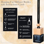 200 Sets Car Diffuser Bottles Empty Bulk Hanging Car Air Freshener Diffuser Bottles Bulk Glass Perfume Holder with Instruction Cards for Essential Oil Fragrance Pendant(Square,Black)