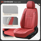 Coverado Car Seat Covers Full Set, Seat Covers for Cars, Car Seat Cover, Car Seat Protector, Leather Car Seat Cushion, Waterproof Car Seat Covers Front Seats and Back Fit for Most Cars(Red)