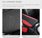 Patchwork Leather Center Console Covers for Cars,Upgraded Arm Rest Cover for Car with Side Storage Pocket for Car Seat Organizer,Middle Console Cover Stylish Car Decoration (Red)