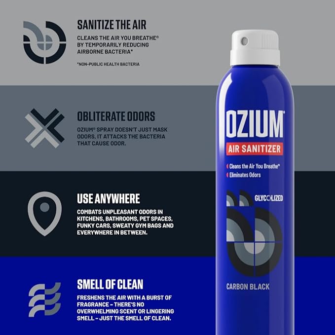 Ozium® 3.5 Oz. Air Sanitizer & Odor Eliminator for Homes, Cars, Offices and More, Carbon Black Scent - 3 Pack