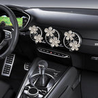 6 Pcs Black Daisy Air Vent Clips, Cute Flower Car Air Fresheners Vents Clips Diamond Vent Clip Car Interior Decor Charm Bling Accessories Decoration for Women (silvery, 2)
