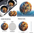 FKELYI Fire Wolf Car Dust-Proof Seat Covers Soft Polyester Headrest Cover Gear Shifter Knob and Handbrake Cover Steering Wheel Cover,Cup Coasters