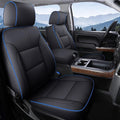 Coverado Chevy Silverado Seat Covers, Faux Leather Seat Covers Fit for Chevy Silverado GMC Sierra 2007-2026 1500, 2015-2026 2500HD 3500HD Crew Double Extended Cab (Front,Blueline)