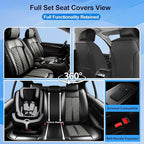 Car Seat Covers for Select Honda Fit 2007-2020, Premium Full Coverage Leather, Airbag Compatible& Scratch-Resistant, Waterproof & All Weather Breathable Seat Protector, Front Pair Black+Gray