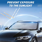 Car Windshield Sun Shade, Reflective Windshield Sunshade with Storage Pouch for UV Rays & Heat Protection, Foldable Sun Blocker Fits Sedan, SUV & Hatchback