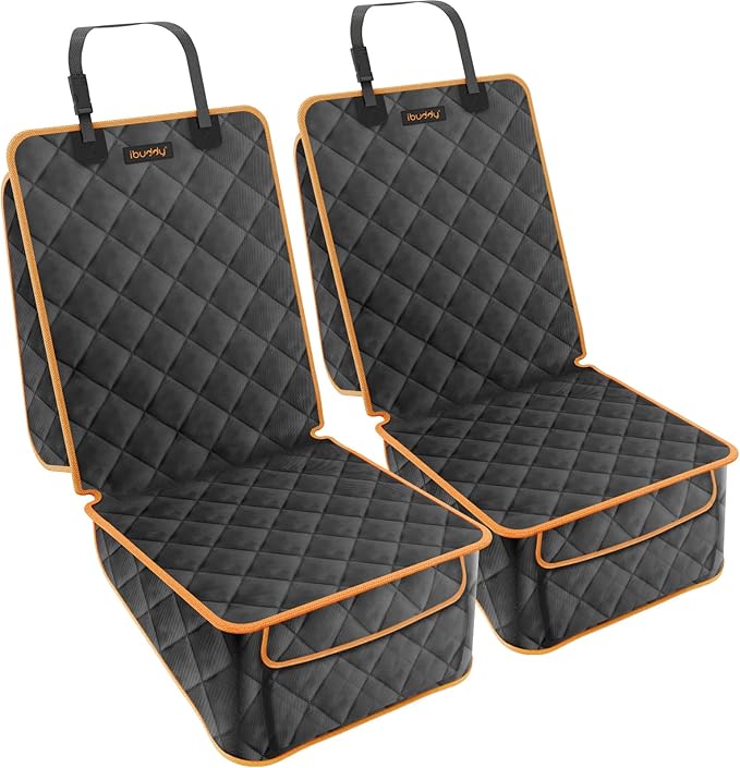 iBuddy Front Seat Cover for Dogs Waterproof Car Seat Cover Protects Seats from Hair, Dirt, and Liquid Messes Scratch Proof Nonslip Bucket Seat Cover for Pet of Cars,Trucks and SUVs