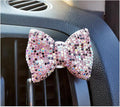 1 Pc Bling Crystal Car Bow-knot Air Vent Fragrance Sparking Rhinestone Car Diffuser Air Freshener with Vent Clip - Purple