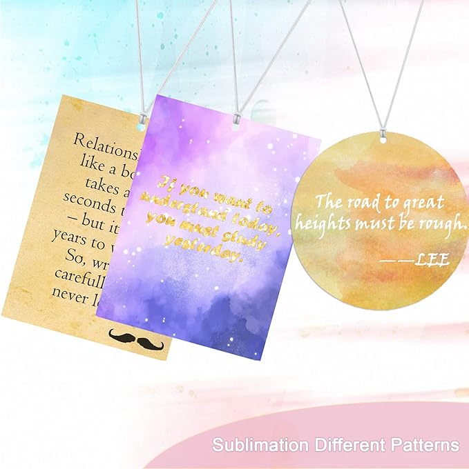 101Pcs Air Freshener Sublimation Blanks Kit Car Scented Hanging Sheets DIY Felt Sublimation Blank Air Freshener Sheet for Car and Home with Elastic Rope and Self-Seal Bags (Circle+Rectangle)