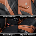 Coverado Front Seat Covers, Car Seat Covers Front Seats, Leather Seat Covers for Cars, Automotive Seat Covers Car Seat Protector Car Accessories Fit for Most Sedans SUV Pick-up Truck(Black&Brown)