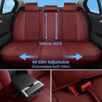 Car Seat Covers Full Set Burgundy, Luxury Faux Leather Waterproof Women Non-Slip Seat Protector Universal Fit for Most Cars SUVs Trucks Pick-ups Car Accessories Interior (Wine Red-Full Set)