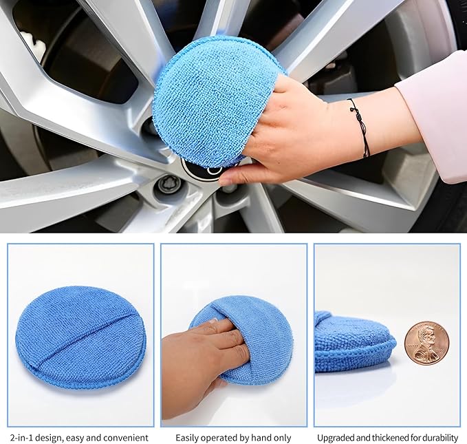 Microfiber Wax applicator pad,car Wax applicator pad with Finger Pocket Wax, Foam applicator Pads for car Detail,Buffing Polishing Foam Pads for Car Cleaning and Fine Polishing (5 inch,6 Pack)