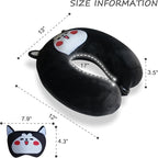 Sexysamba Cartoon Headrest & Neck Pillow for Kids Boys & Girls, Teens, Travel Accessories for Airplane, Car, Recline, Memory Foam Cute Travel Pillow with Sleep Eye Mask - Husky