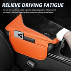 Upgraded Car Center Console Cover,Microfiber Leather Car Armrest Cover Cushion with 2 Storage Bags,Universal Car Armrest Storage Box Car Interior Accessories Fit Most Cars (Orange)