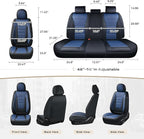 Coverado Car Seat Covers Full Set, Nappa Leather Seat Covers for Cars, Car Seat Protector Car Seat Cushion, Front and Back Seat Protectors Cushions Universal Fit for Most Cars Vehicles(Black&Blue)
