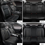 Leather Car Seat Covers 5 Pieces, Full Set Universal Seat Covers for Cars, Waterproof Nappa Leather Auto Seat Protectors, Black Car Seat Cover Most Sedans SUV Pick-up Truck Black&BeigeLine