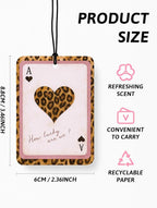 Trendy Pink Cheetah Print Car Air Freshener 4 Pcs, Funky Retro Ace Lucky 8 Ball Leopard Hanging Air Freshener for Cars Closet Drawer Books, Cute Girly Car Accessories Mirror Decor for Women